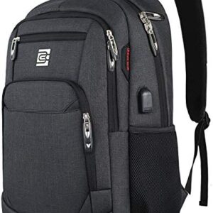 Laptop Backpack,Business Travel Anti Theft Slim Durable Laptops Backpack with USB Charging Port,Water Resistant College Computer Bag for Women & Men Fits 15.6 Inch Laptop and Notebook - Black