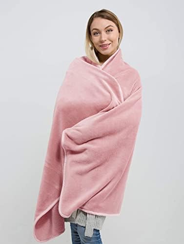 BlueHills Premium Soft Long Travel Blanket Pillow for Tall Airplane Flight Blanket 70 X48 inch Throw in Soft Bag case with Hand Luggage Belt & Backpack Clip Compact Pack Large Pink T055 - Image 8