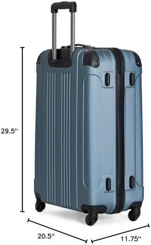 Kenneth Cole REACTION Out of Bounds Lightweight Hardshell 4-Wheel Spinner Luggage, Granite Blue, 28-Inch Checked - Image 14
