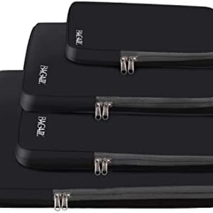 BAGAIL 4 Set/6 Set/8 Set Compression Packing Cubes Travel Accessories Expandable Packing Organizers(Black ClothPattern 4 Set)