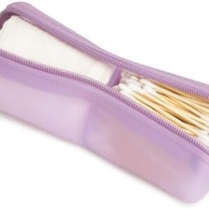 Cotton Round Swab Travel Case, 2 in 1 Portable Hair Accessories Organizer, Hair Tie Organizer, Hair Tie Holder, Bobby Pin Holder, Travel Qtips Case, Purse Organization, Floss Holder (Purple)