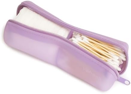 Cotton Round Swab Travel Case, 2 in 1 Portable Hair Accessories Organizer, Hair Tie Organizer, Hair Tie Holder, Bobby Pin Holder, Travel Qtips Case, Purse Organization, Floss Holder (Purple)
