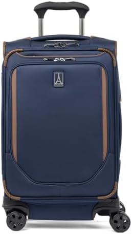 Travelpro Crew Classic Lightweight Softside Expandable Carry on Luggage, 8 Wheel Spinner Suitcase, Men and Women, Carry On 21-Inch, Patriot Blue