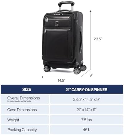 Travelpro Platinum Elite Softside Expandable Carry on Luggage, 8 Wheel Spinner Suitcase, USB Port, Suiter, Men and Women, Shadow Black, Carry On 21-Inch - Image 6