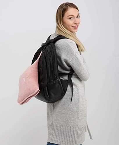 BlueHills Premium Soft Long Travel Blanket Pillow for Tall Airplane Flight Blanket 70 X48 inch Throw in Soft Bag case with Hand Luggage Belt & Backpack Clip Compact Pack Large Pink T055 - Image 7