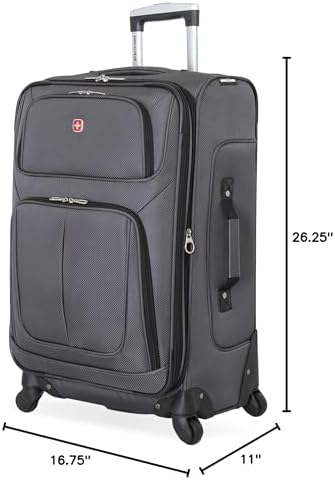 SwissGear Sion Softside Expandable Luggage, Dark Grey, Checked-Medium 25-Inch - Image 10