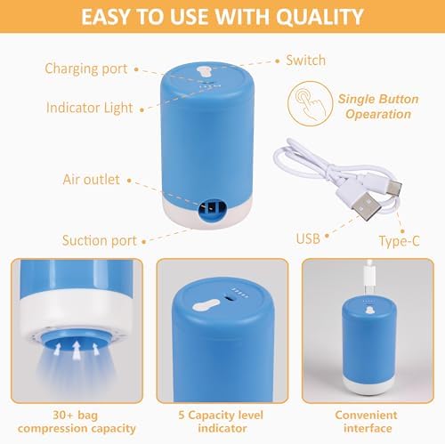 Vacuum Storage Bags with Electric Pump, 22 Pack (3 Jumbo/3 Large/8 Medium/8 Small) Vacuum Seal Space Saver Bags for Clothing, Pillows, Blanket, Bedding, Comforters - Image 5