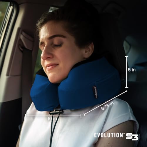Cabeau Airplane Pillow for Long Flights – Evolution S3 – Best Travel Accessory with Seat Straps to Secure Your Head and Neck and Provides 360° Support (Jet Black) - Image 5