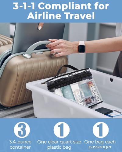 BAGSMART TSA Approved Toiletry Bag, 2 Pack Clear Makeup Cosmetic Bag Organizer, Quart Size Travel Bag for Toiletries, Carry-on Travel Accessories Essentials, Rose Red-2pcs - Image 6