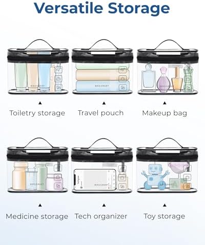 BAGSMART TSA Approved Toiletry Bag, 2 Pack Clear Makeup Cosmetic Bag Organizer, Quart Size Travel Bag for Toiletries, Carry-on Travel Accessories Essentials, Rose Red-2pcs - Image 4