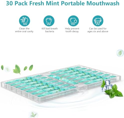 Mouthwash Travel Size Portable Packets to Go, Alcohol & Fluoride Free Fresh Mint MouthwashStrips for Superior Oral Hygiene,30 Individual Disposable Mouthwash Packs(Pack of 30) - Image 2