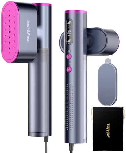 Jack & Rose Travel Steamer for Clothes,110-220V Portable Steamer,15s Heat Up,Steamer & Iron 2 In 1, Travel Size Garment Steamer,Large Ceramic Heat Panel,for Global & Europe Traveling