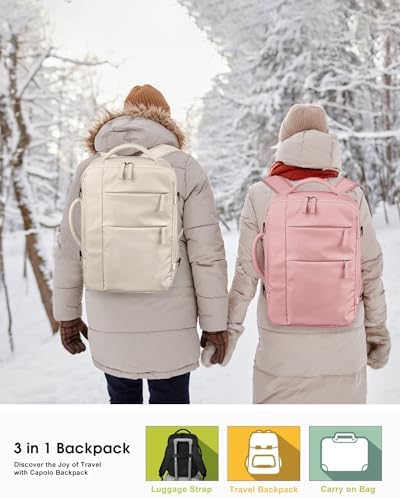 Capolo Travel Backpack for Women Men Waterproof Laptop Backpack Airlines Approved Carry On Backpack Bag Computer Bookbag for Business, Work, Traveling Fits 15.6 Inch Laptop(Beige) - Image 7