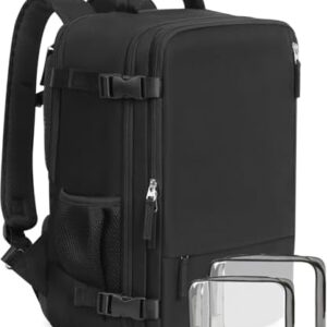 Beraliy Travel Backpack for Men Women, Large Carry On Backpack, Personal Item Bag Airline Approved, 17.3 inch Laptop Backpack, Business Work Gym Weekender Bag, Black