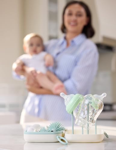 Momcozy Bottle Brush Set - Baby Bottle Cleaner Kit with Silicone Brush, Nipple Brush, Straw Brush, Soap Dispenser, Drying Rack - 7 in 1 Bottle Cleaning Tool for Home and Travel, Green - Image 7
