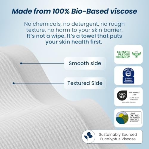 Clean Skin Club Clean Towels XL™, 100% USDA Biobased Face Towel, Disposable Face Towelette, Eczema Association Accepted, Makeup Remover Dry Wipes, Ultra Soft, 50 Ct, 1 Pack - Image 10