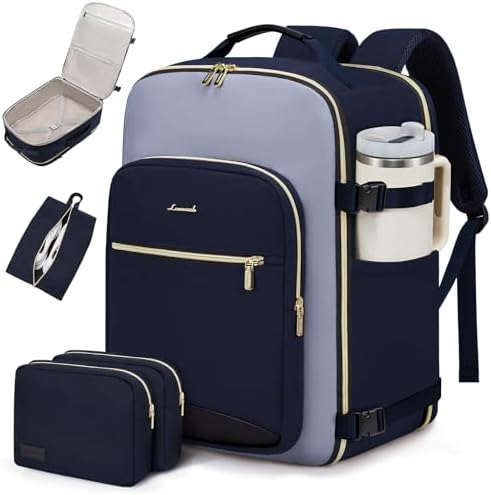 LOVEVOOK 40L Travel Backpack for Women & Men, Large Carry on Backpack for Airplanes with 3 Packing Cubes, TSA Personal Item Travel Bag fits 17" Laptop, Waterproof Weekender Essentials Airline Approved