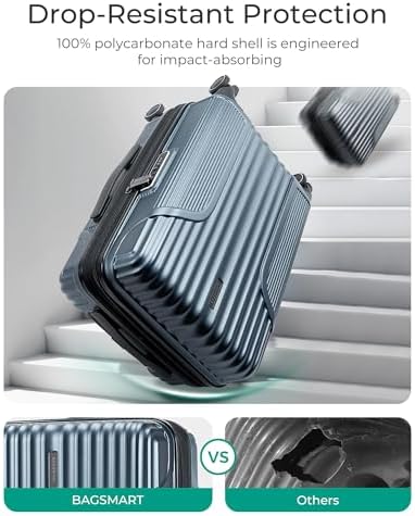 BAGSMART Expandable Carry On Luggage 22x14x9 Airline Approved, Carry-On Suitcase with Spinner Wheels, Hardside Polycarbonate Rolling Travel Luggage with TSA Lock 20-Inch, Blue - Image 7