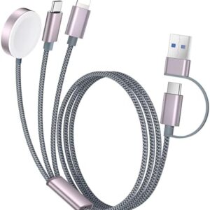 Temdan for Apple Watch Charger,3 in 2 USB C Cable for iPhone 16 Charger/Type C/Lightning Multi Charging Cable Travel Essentials PS/2 Cables Compatible with iWatch Ultra/SE/10-1&iPhone 16-12-4FT