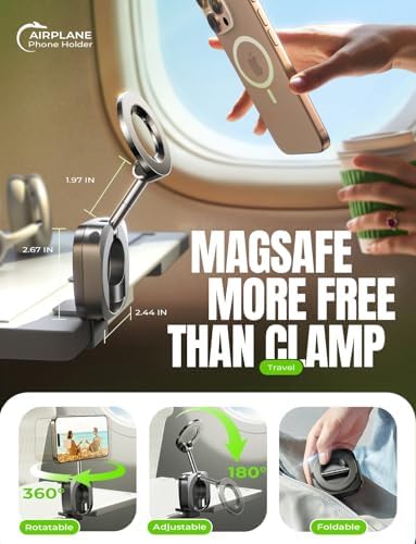 LISEN Airplane Phone Holder Travel Essentials for Women Long Flight Essentials Must Haves Handsfree for MagSafe Travel Accessories Phone Stand Cruise Essentials 2025 iPhone Stand for Video Recording - Image 2