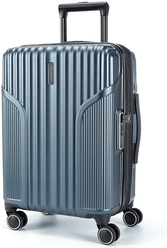 BAGSMART Expandable Carry On Luggage 22x14x9 Airline Approved, Carry-On Suitcase with Spinner Wheels, Hardside Polycarbonate Rolling Travel Luggage with TSA Lock 20-Inch, Blue