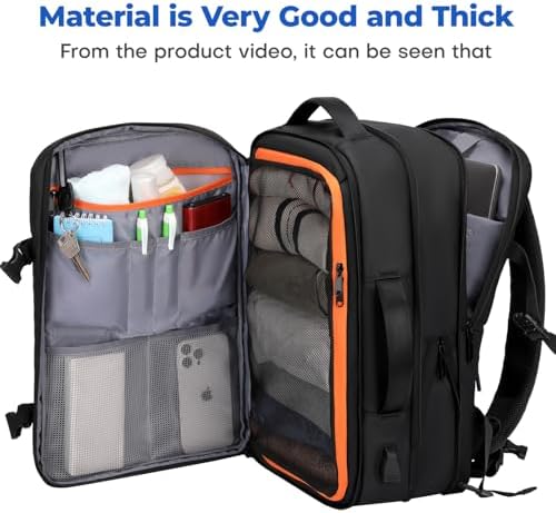 Carry On Travel Backpack for Airplanes | 40L Suitcase Backpack Luggage Business Weekender Bag - Expandable Travel Carry On Flight Approved for Men Women - Black - Image 2