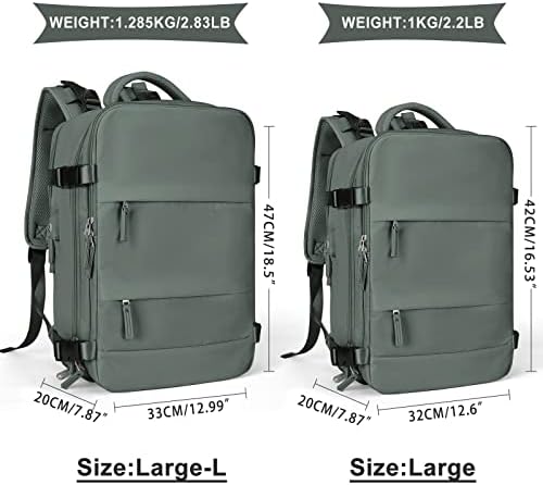 coowoz Large Travel Backpack For Women Men,Carry On Flight Approved,Hiking Waterproof Outdoor Rucksack Casual Daypack Fit 15.6 Inch Laptop Shoes Compartment (Olive Green) - Image 3