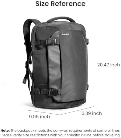 tomtoc Travel Backpack 40L, TSA Friendly Flight Approved Carry-on Luggage Hand Water-resistant Lightweight Business Rucksack, Durable Large Weekender Bag Daypack Fits 17.3 Inch Laptop - Image 9