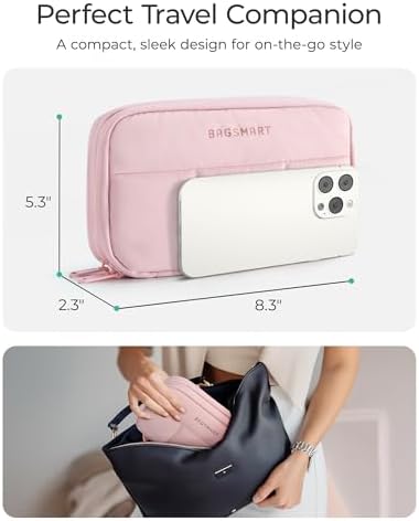 BAGSMART Electronics Organizer Travel Case, Cord Storage for Chargers Cables Phones, Compact Tech Accessories Pouch, Pink - Image 5