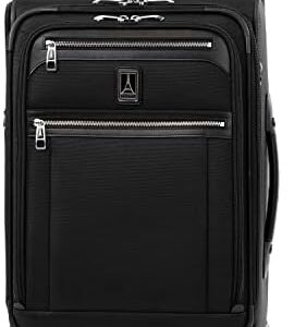Travelpro Platinum Elite Softside Expandable Carry on Luggage, 8 Wheel Spinner Suitcase, USB Port, Suiter, Men and Women, Shadow Black, Carry On 21-Inch
