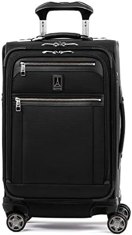 Travelpro Platinum Elite Softside Expandable Carry on Luggage, 8 Wheel Spinner Suitcase, USB Port, Suiter, Men and Women, Shadow Black, Carry On 21-Inch