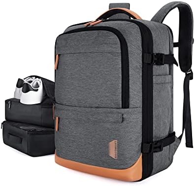 BAGSMART Compression Travel Backpack, 40L Expandable Airline Approved Carry On Backpack with Packing Cubes, Water Resistant Weekender Backpack Fits 17 Inch laptop, Luggage Daypack with Shoe Bag, Grey