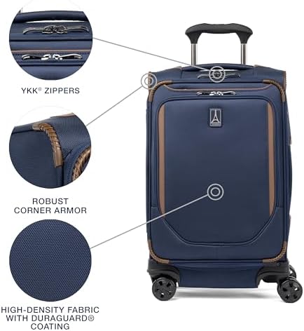Travelpro Crew Classic Lightweight Softside Expandable Carry on Luggage, 8 Wheel Spinner Suitcase, Men and Women, Carry On 21-Inch, Patriot Blue - Image 3