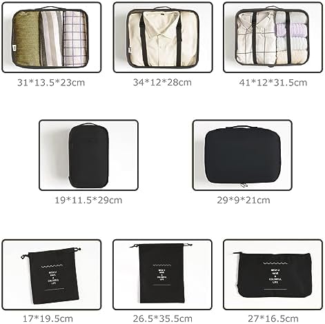 8 Set Packing Cubes for Suitcases Travel Luggage Packing Organizers,Travel Essentials Accessories Luggage Organizer with Shoe Bag Tioletry/Laundry Bag(Black) - Image 3