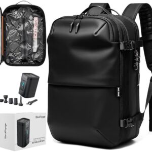 Airback Vacuum Seal Compression Travel Backpack 60L Expandable Vacpack Water Resistant TSA Lock Airbag Black (Electric Air Pump Included)