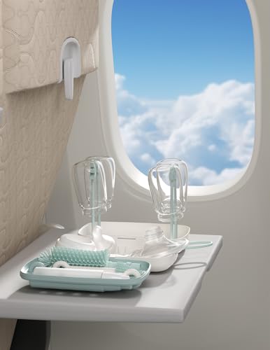 Momcozy Bottle Brush Set - Baby Bottle Cleaner Kit with Silicone Brush, Nipple Brush, Straw Brush, Soap Dispenser, Drying Rack - 7 in 1 Bottle Cleaning Tool for Home and Travel, Green - Image 9