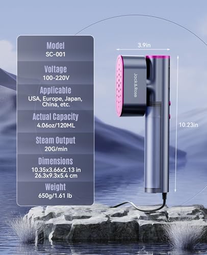 Jack & Rose Travel Steamer for Clothes,110-220V Portable Steamer,15s Heat Up,Steamer & Iron 2 In 1, Travel Size Garment Steamer,Large Ceramic Heat Panel,for Global & Europe Traveling - Image 8