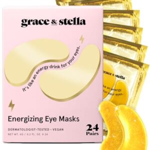 grace & stella Under Eye Mask - Gifts for Women - Travel Essentials - Reduce Dark Circles, Puffy Eyes, Undereye Bags, Wrinkles - Gel Under Eye Patches for Bridesmaid - Vegan Self Care (24 Pairs, Gold)