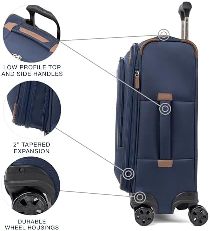 Travelpro Crew Classic Lightweight Softside Expandable Carry on Luggage, 8 Wheel Spinner Suitcase, Men and Women, Carry On 21-Inch, Patriot Blue - Image 4