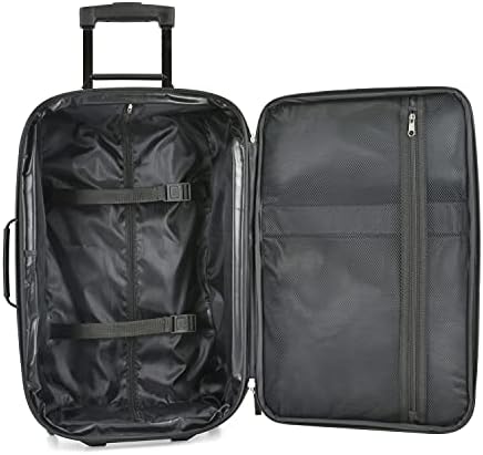 U.S. Traveler Lightweight Rolling 20" Carry On Luggage Softside Suitcase, Black, 2 Wheel-2 Piece - Image 8