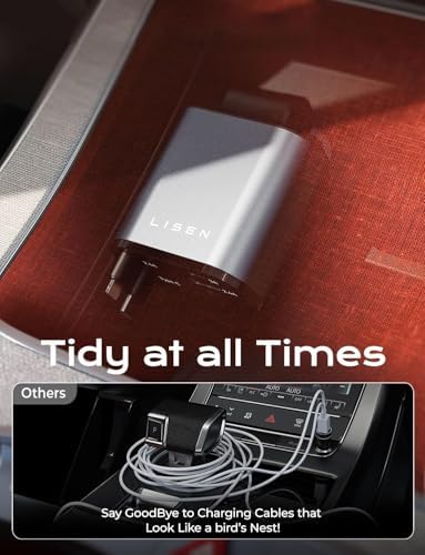 LISEN Retractable Car Charger [69W USB C Car Accessories Adapter ] for iPhone 16 USB C Charger Fast Charging, Ford Travel Essentials Gifts for Women Men, Road Trip Essentials for iPhone 16 15 14 13 12 - Image 8