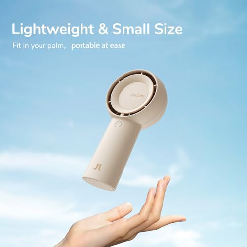 JISULIFE Handheld Portable Turbo Fan [16H Max Cooling Time], 4000mAh USB Rechargeable Personal Battery Operated Mini Small Pocket Fan with 5 Speeds for Travel/Outdoor/Home/Office - Brown - Image 7