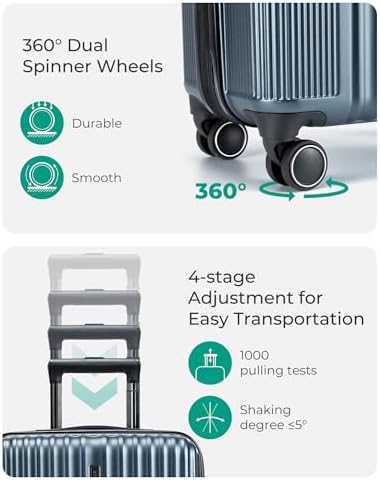 BAGSMART Expandable Carry On Luggage 22x14x9 Airline Approved, Carry-On Suitcase with Spinner Wheels, Hardside Polycarbonate Rolling Travel Luggage with TSA Lock 20-Inch, Blue - Image 6