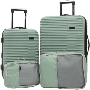 kensie Women's Hillsboro Luggage & Travel Bags, Green Granite, 4 Piece Set