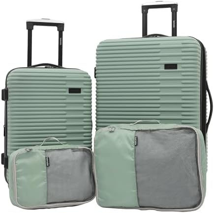 kensie Women's Hillsboro Luggage & Travel Bags, Green Granite, 4 Piece Set