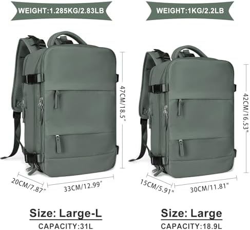 coowoz Large Travel Backpack For Women Men,Carry On Backpack,Hiking Backpack Waterproof Outdoor Sports Rucksack Casual Daypack Travel Essentials(Olive Green) - Image 4