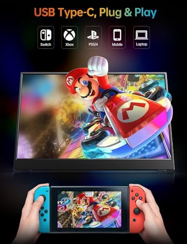 VILVA Portable-Monitor-for-Laptop - 15.6'' 1080P FHD IPS Display USB-C HDMI Portable Monitor for Laptop with Cover and Speakers External Monitor for Laptop/PC/Mac/Phone/Xbox Switch/PS4/ - Image 6