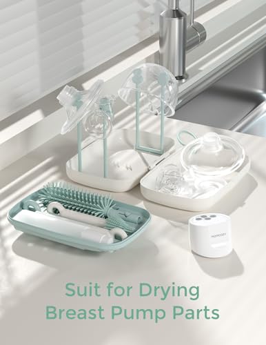 Momcozy Bottle Brush Set - Baby Bottle Cleaner Kit with Silicone Brush, Nipple Brush, Straw Brush, Soap Dispenser, Drying Rack - 7 in 1 Bottle Cleaning Tool for Home and Travel, Green - Image 8