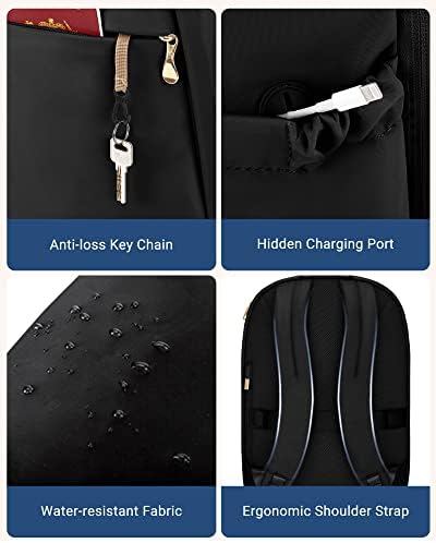 LIGHT FLIGHT Travel Backpack for Women, 15.6 Inch Laptop Backpack with USB Charging Hole, Water Resistant College Bookbag, Large Capacity Black Computer Backpacks for Work, Black - Image 5