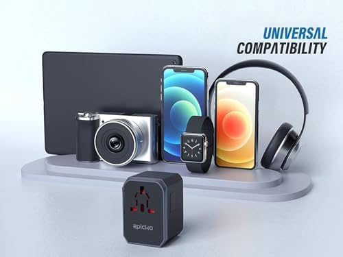 EPICKA Universal Travel Adapter, European Travel Plug Adapter - International Power Adapter Worldwide Charger with USB-C & 4 USB Ports, Travel Essentials for Italy, Japan, Europe, UK (TA-105, Grey) - Image 5